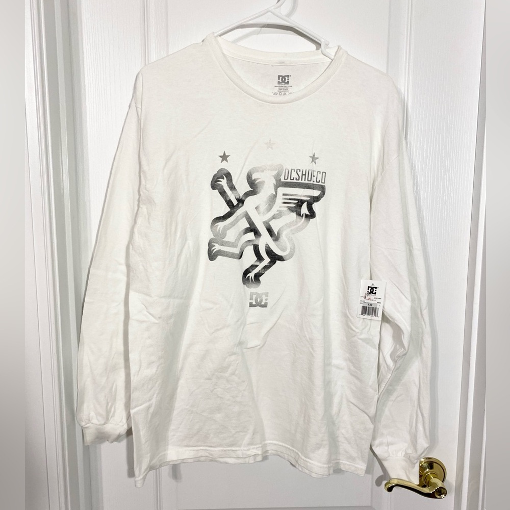 Y2K DC Lion Graphic Long Sleeve Tee White Men’s Large